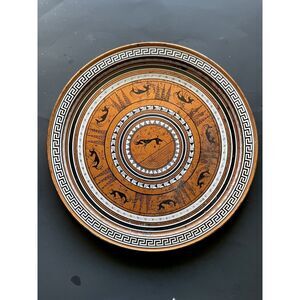 Etruscan Grecian Decorative Wall Plate  – Signed – Enamel-on-Copper Inspired Art